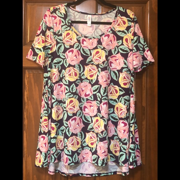 NWT LuLaRoe Perfect T - Flowers on Purple - Picture 1 of 6